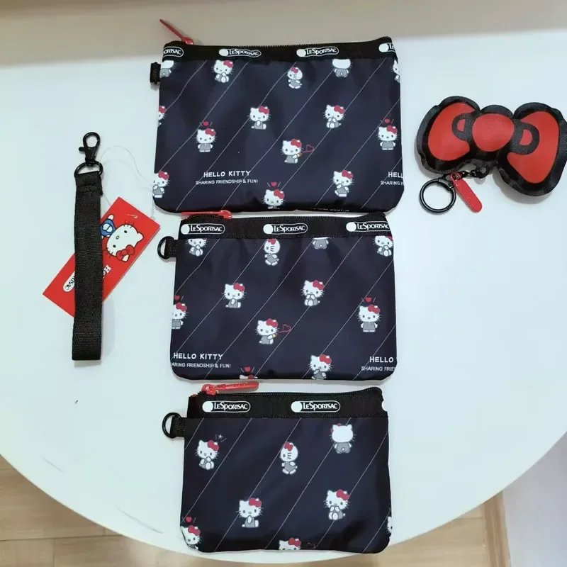 Anime Sanrio Hello Kitty Ins elegante gato de dibujos animados lindo impermeable bolsas de viaje bolso monedero tarjetero cartera Kawaii