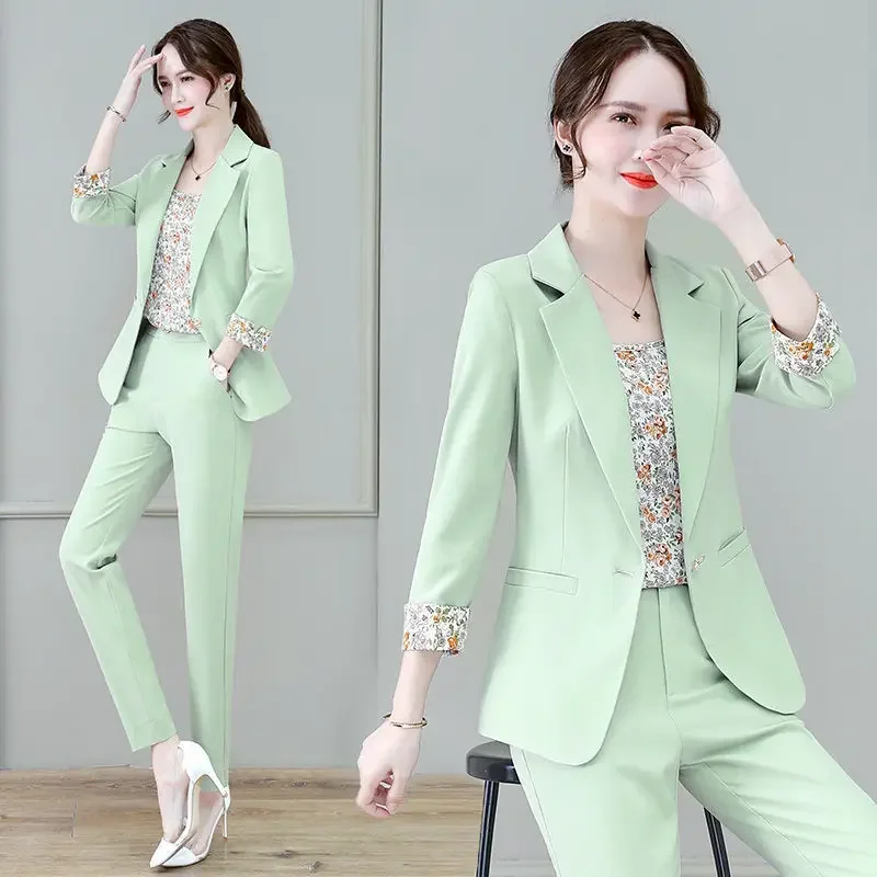 Black Office Two Pieces Sets Pants for Woman Pink Blazer and Trousers Suits Women\'s 2 Pant Set Green Professional Outfits Co Ord