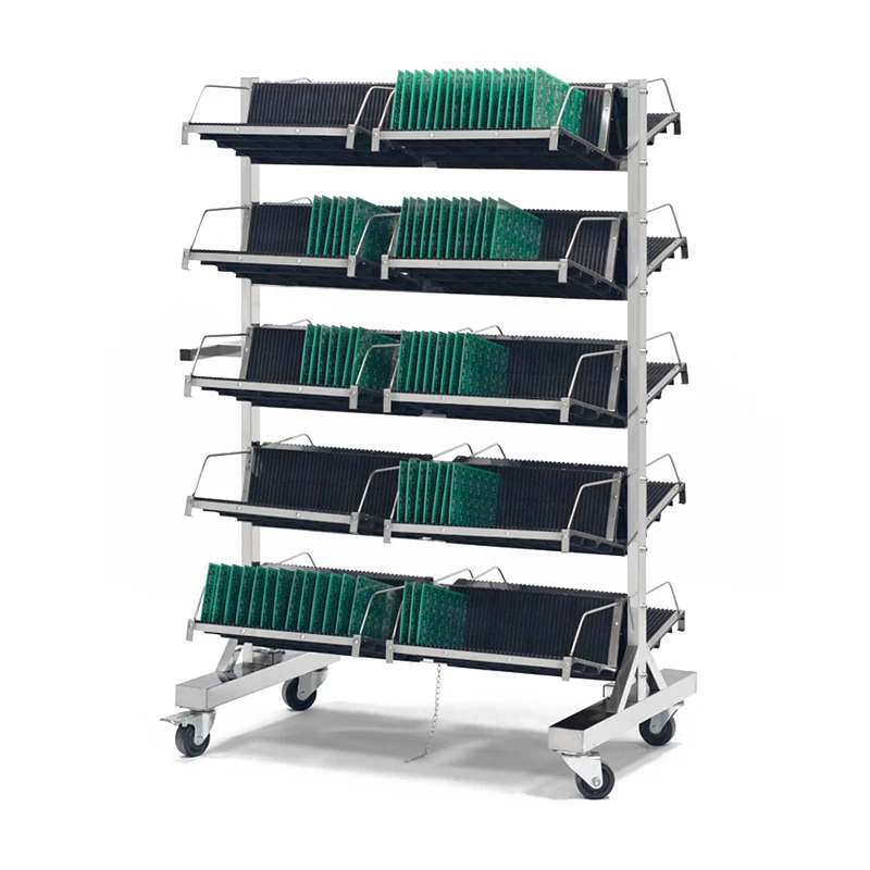 Antistatic Turnover PCB Rack Hang Basket Trolley Stainless Steel SMT Reel ESD Anti Static PCB Storage Cart