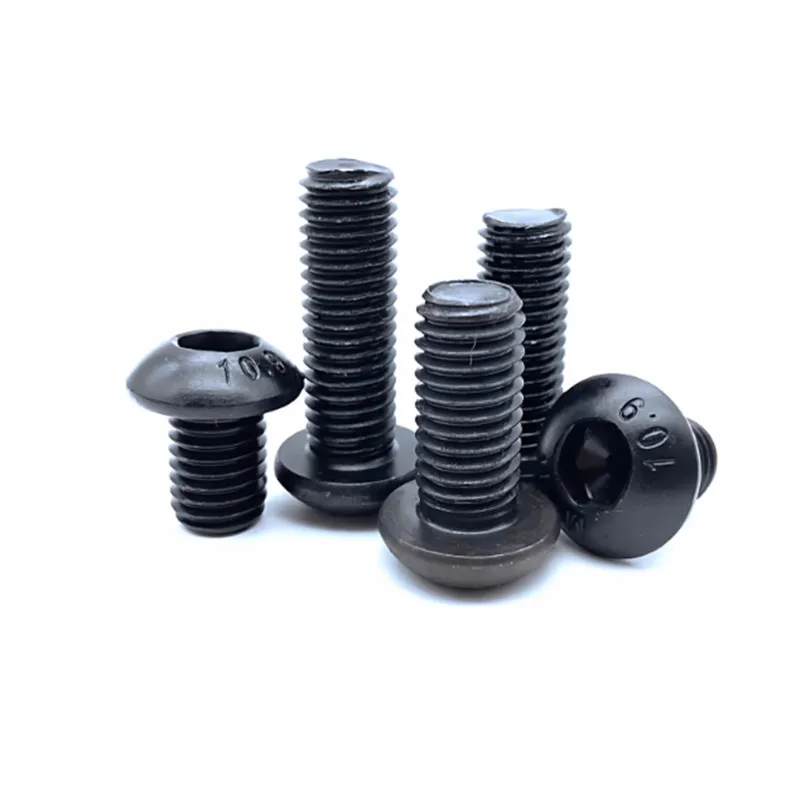 10pcs 0#-80 2#-56 4#-40 6# 8# 10# Unc American Standard Grade 10.9 Black Hexagon Socket Round Head Screw Mushroom Head Hex Bolts