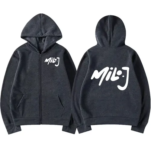 Imagen 2 del producto Rapero Milo J Logo Merch cremallera sudaderas con capucha hombres mujeres moda Hip Hop Zip Up sudaderas con capucha Casual chaquetas de gran tamaño jerseys