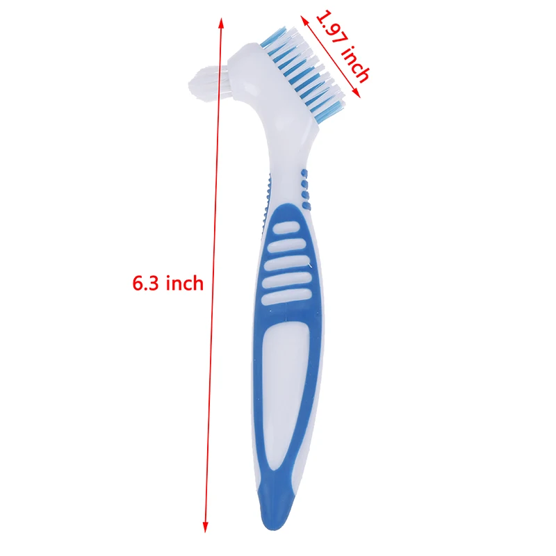 Meerlagige Borstelharen Kunstgebit Poetsen Valse Tanden Poetsen Mondverzorging Antislip Ergonomische Rubberen Handgreep Dual Heads Antibacteriële