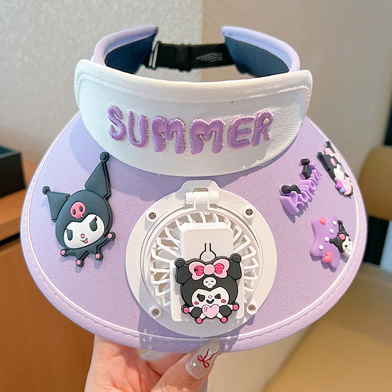 حار سانريو الأطفال واقية من الشمس و ظلة غطاء مروحة Hellokitty Kawaii في الهواء الطلق المحمولة الأشعة فوق البنفسجية واقية أنيمي غطاء مروحة كهربائية #6