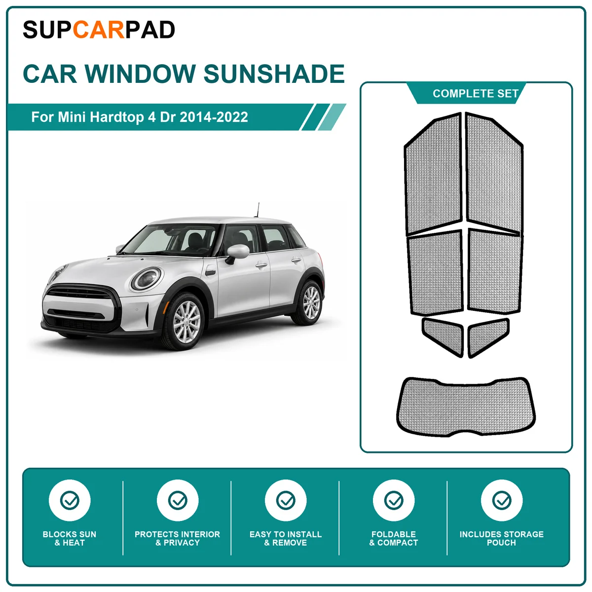 For Mini Hardtop 4 Dr 2014-2022 Full Set Car Window Sunshades UV Block Privacy Heat Insulated Foldable Car Curtain