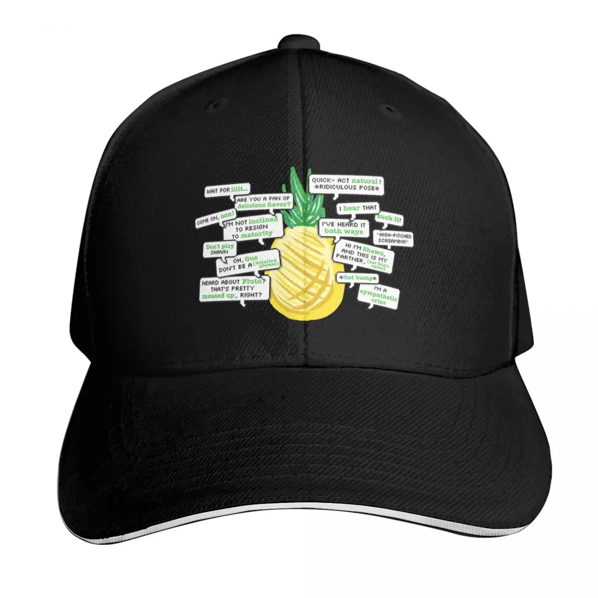 Iconic Psych Quotes ft. a Pineapple Baseball Cap Casual Daily Wear Quick Dry Performance Cotton Twill Breathable