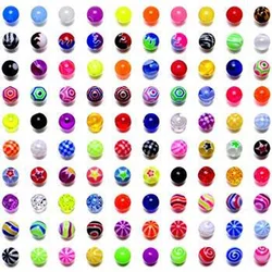 WKOUD 100pcs 5mm Acrylic Big Ball Balls Replacement Nose Barbell Earring Tongue Eyebrow Ring Body Piercing Jewelry