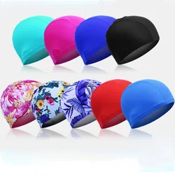 Cuffie da nuoto di dimensioni libere per uomo donna protezione per le orecchie in nylon elastico capelli lunghi cappello da piscina cuffie da bagno ultrasottili