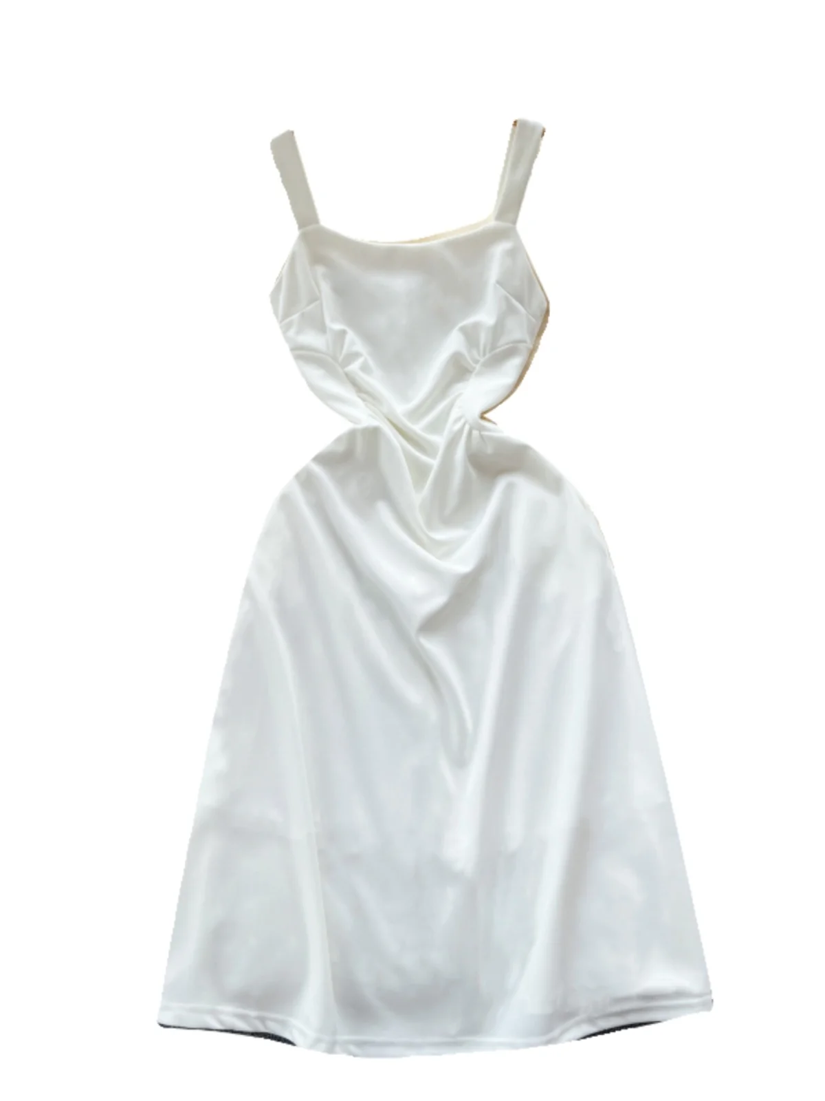 فستان نسائي أنيق للتخسيس الخصر بتصميم صيفي بحزام مطوي على الطراز الكوري تنورة متوسطة الطول على شكل حرف a