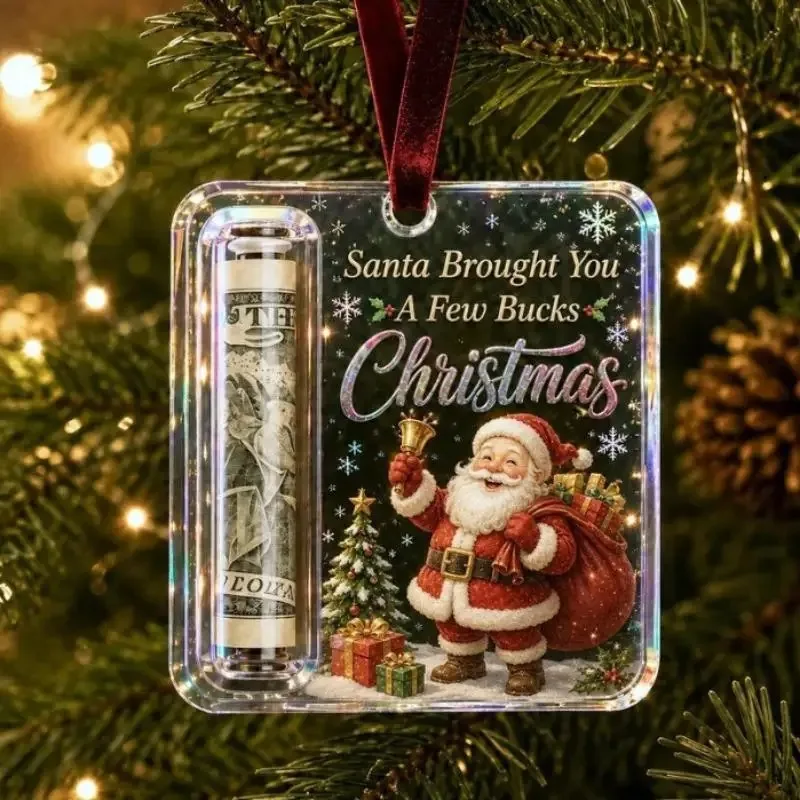 New Crystal Clear Acrylic Christmas Cash Gift Ornament Xmas Tree Decor Creative Transparent Money Holder HomeParty Ornament Gift
