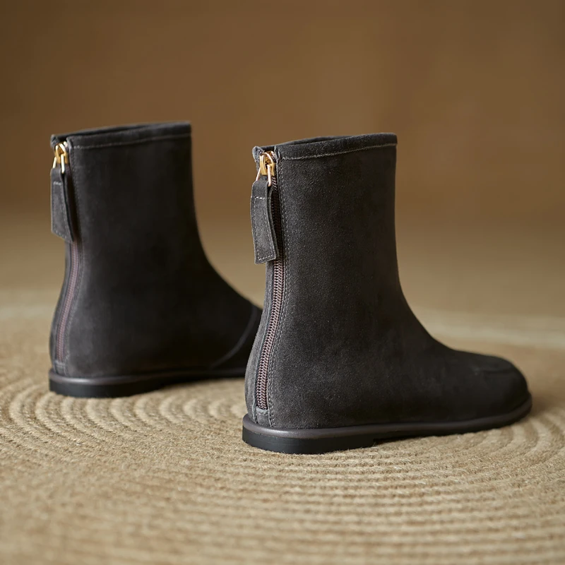 QUTAA Women's Suede Ankle Boots - Casual Winter Short Boot