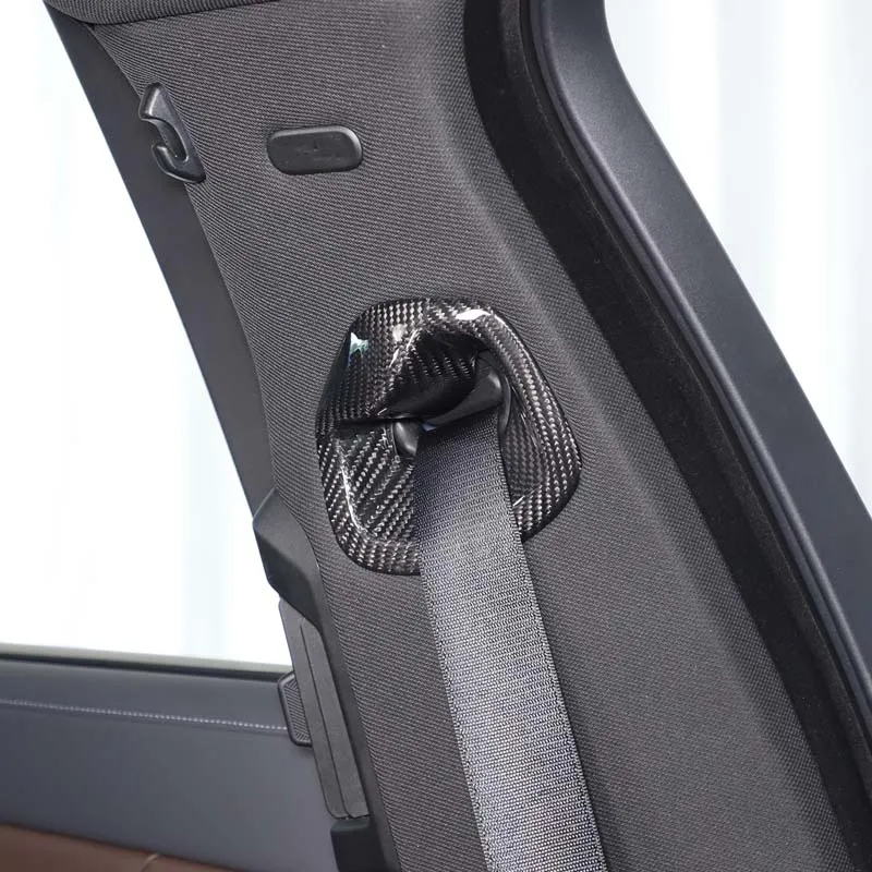 

Real Carbon Fiber Car Front Row Seat Safety Belt Cover Trim Interior Car Accessories For BMW 7 Series G70 2023-2025