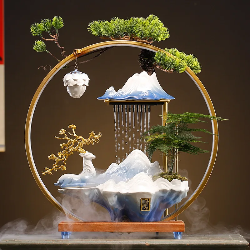 Chinese water charm decoration creative circulating water home decoration desktop housewarming opening gift box
