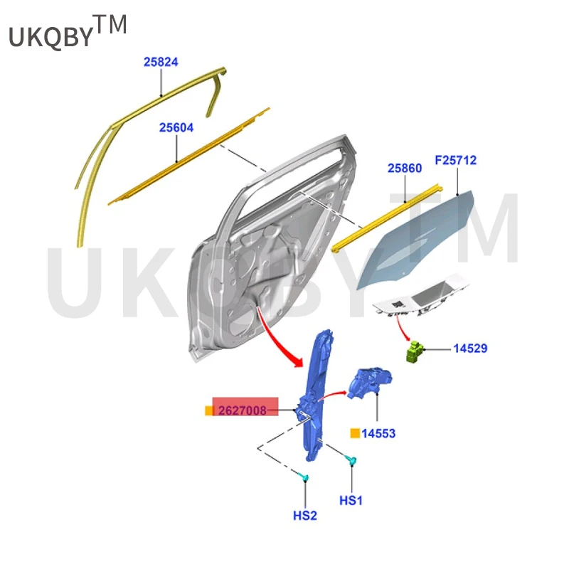 유리 레귤레이터 브래킷, 후면 R ED8B2627008AB, 15-19