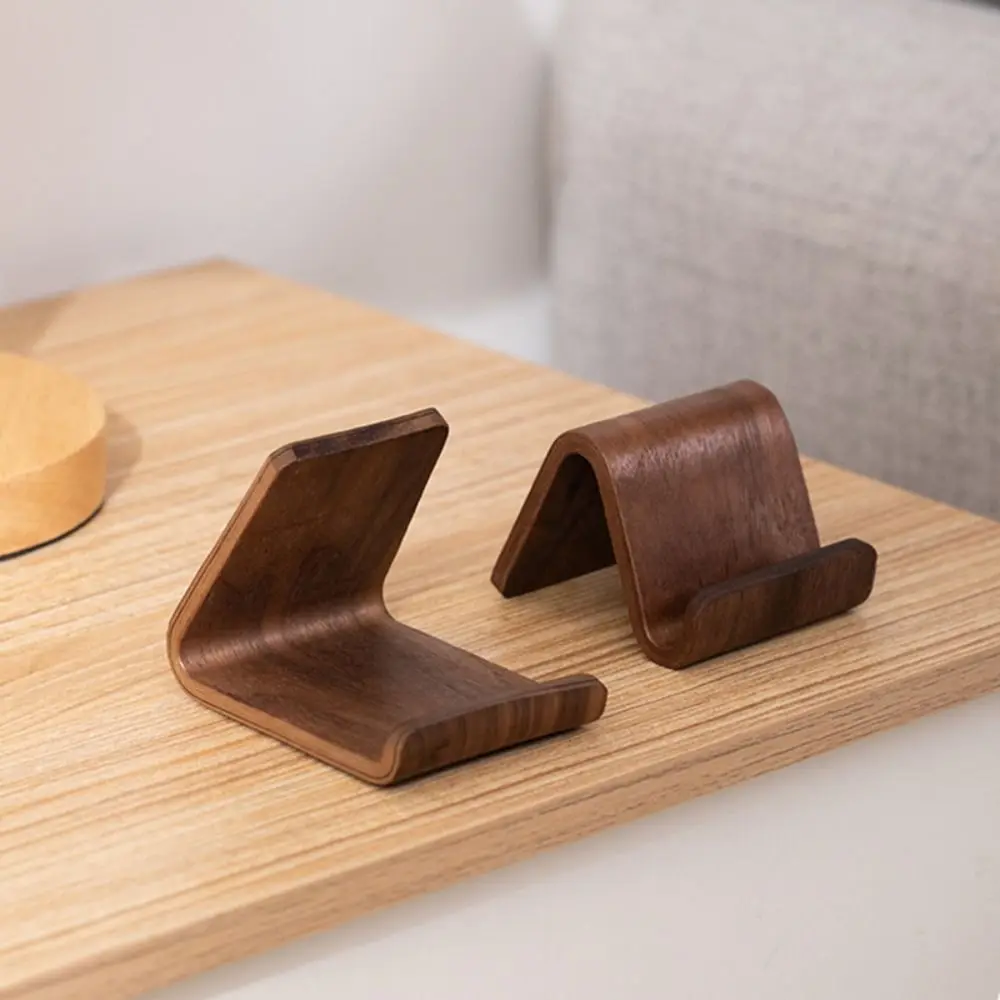 Portable Wooden Phone Holder Stable Solid Business Card Display Rack Small Desktop Decoration Desktop Phone Stand