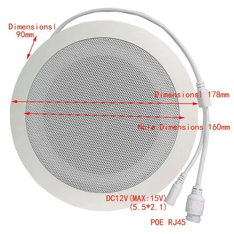 A72Z 10W Network IP Public Address System Audio ABS Ceiling Speaker POE Or DC12V