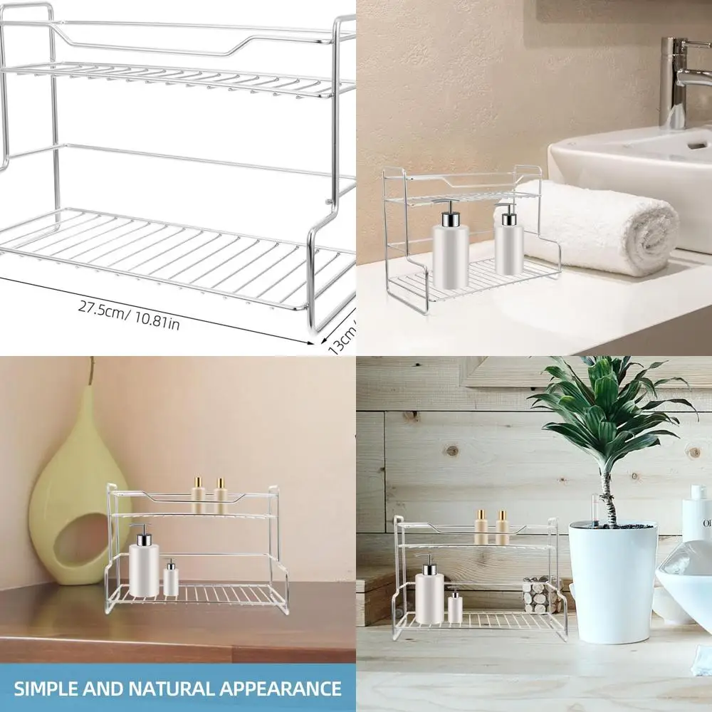 

2-Tier Stainless Steel Bathroom Organizer: Spice Rack, Makeup & Perfume Holder for Home