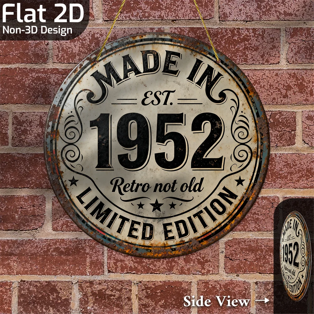 2D Flat, 1pc Vintage 1952 Limited Edition Metal Wall Sign - 8