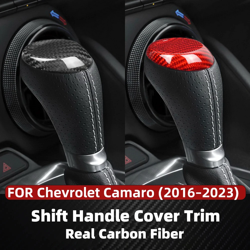

For Chevrolet Camaro Real Carbon Fiber Car Gear Shift Knob Gear Head Cover Trim 2016-2023 Black Red Blue Auto Accessories