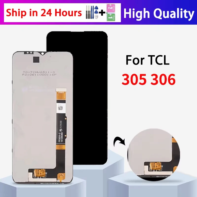 Pantalla de 6,52 pulgadas para TCL 305 6102D, 5164D pantalla LCD MONTAJE DE Panel digitalizador con pantalla táctil para TCL 306 X668, pantalla 6102H