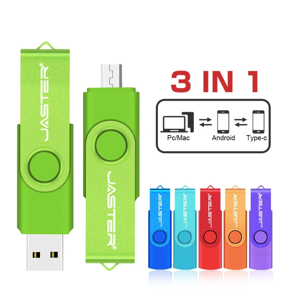 

JASTER High Speed USB 2.0 OTG Pen Drive 16G 32G 64GB Pen Drive Flash Disk 3 in 1 for Android SmartPhone/PC TYPE-C Business gifts