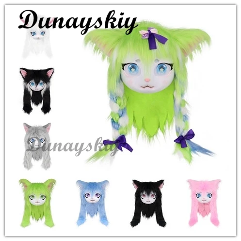 Fursuit Kigurumi Headsets Furry Cosplay Costumes Comiket Furries Animal Doll Cat Kwaii Cat Paw Glove Furries Anime Expo Doll