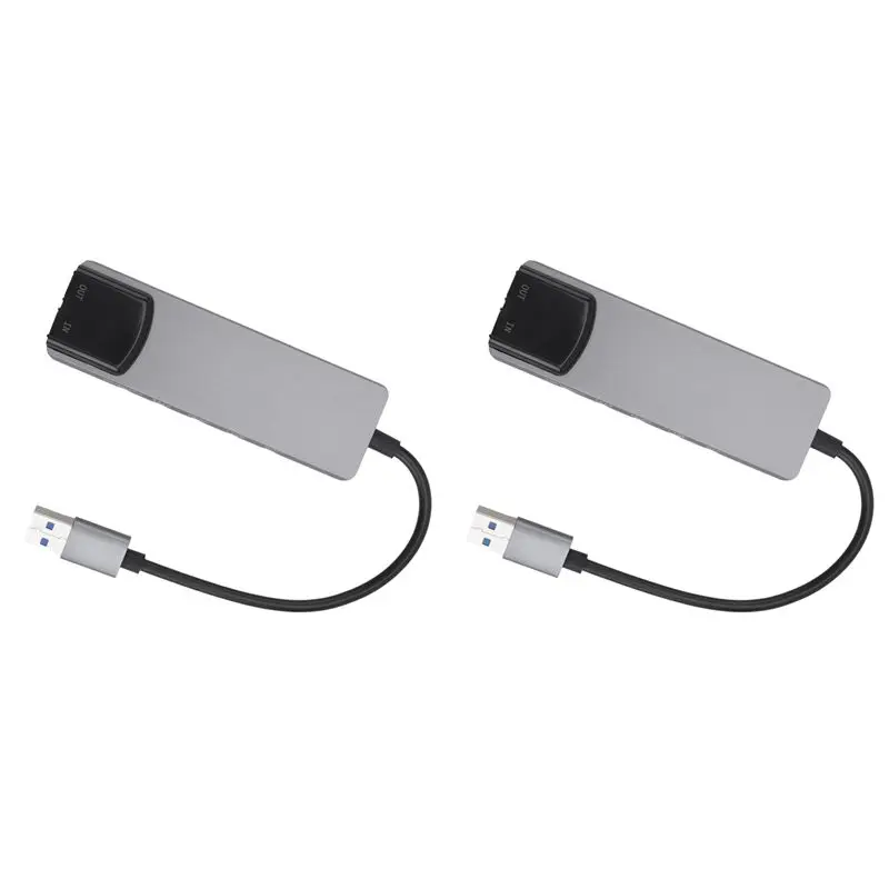 

2X 6-в-1 звуковая карта для компьютера, внешняя звуковая карта USB 5.1, многофункциональный аудиоконвертер для ноутбука, алюминий-ABIU