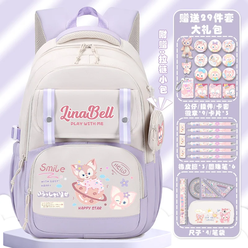 Disney Ling Na Bei Er Schoolbag Female Student Cartoon Cartoon Children Large Capacity Burden Reduction Spine-ProtectiveBackpack