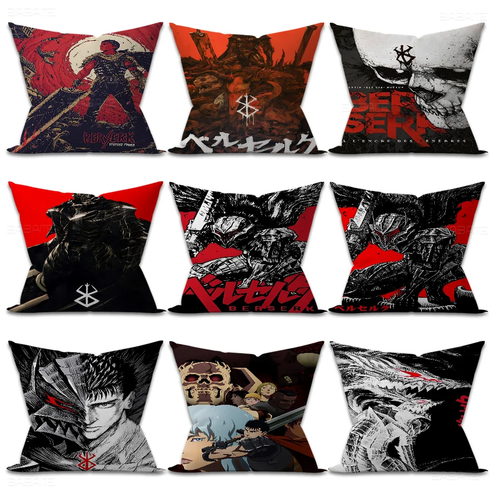 Retro Anime Berserk Manga Cushion Cover Pillowcase Upholstery Sofa Throw Pillow Home Decor Pillowcas