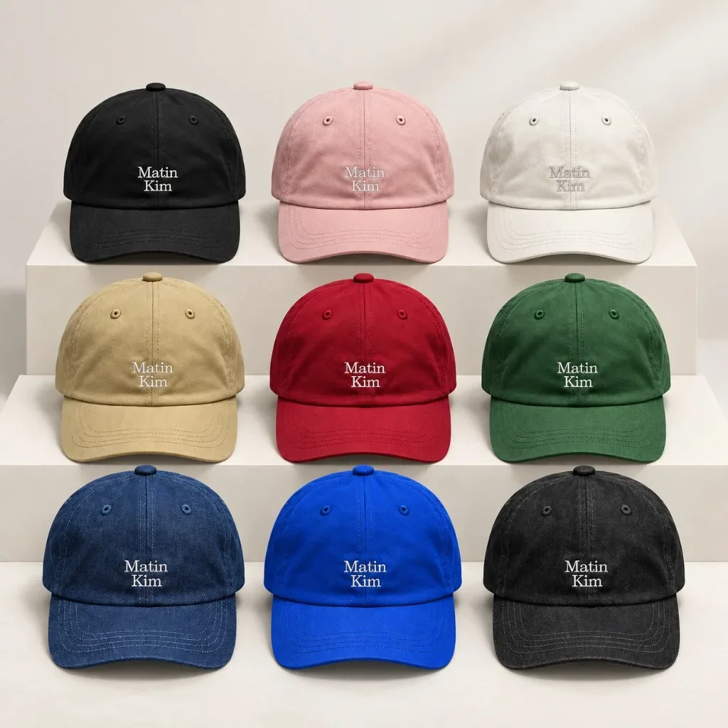 MATIN KIM Vintage Unisex Casual Baseball Cap Small Letter Embroidery Washed Style Streetwear Sun Hat for Outdoor Travel Camping