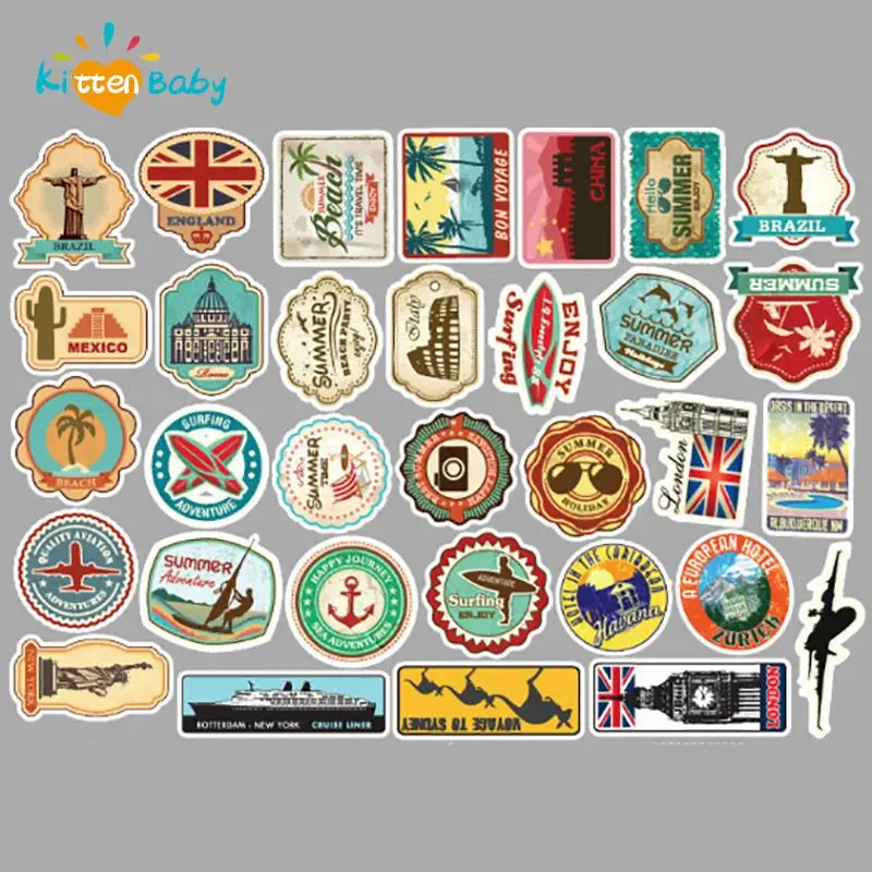 100PCS World Famous Building Stickers Aesthetic Travel Landmark Decal Graffiti DIY Phone Suitcase Luggage Wall Sticker