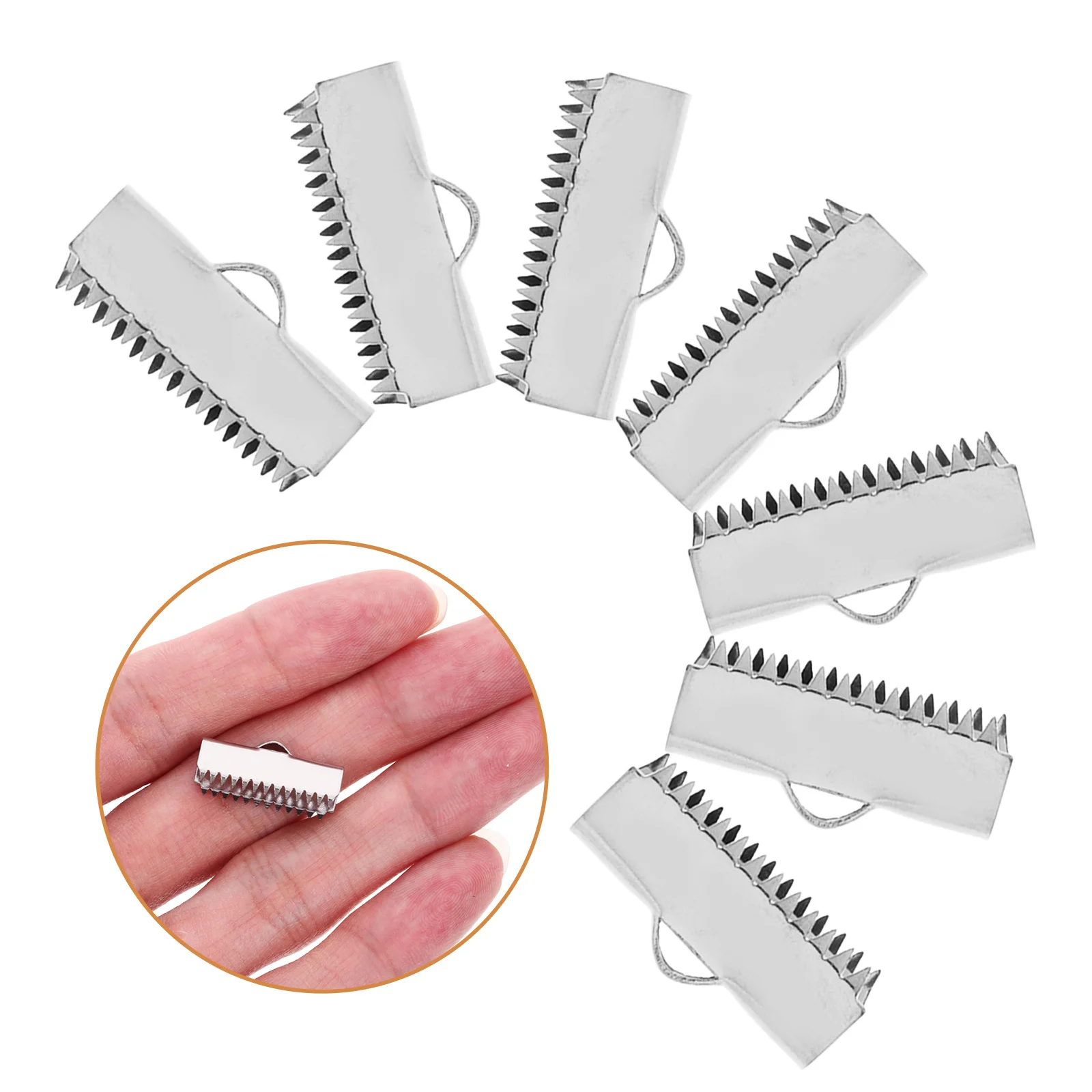 

20pcs 20Mm Stainless Steel Crimp Beads Clasps Cord End Caps For Ribbon String Connector Jewelry Making Findings Durable