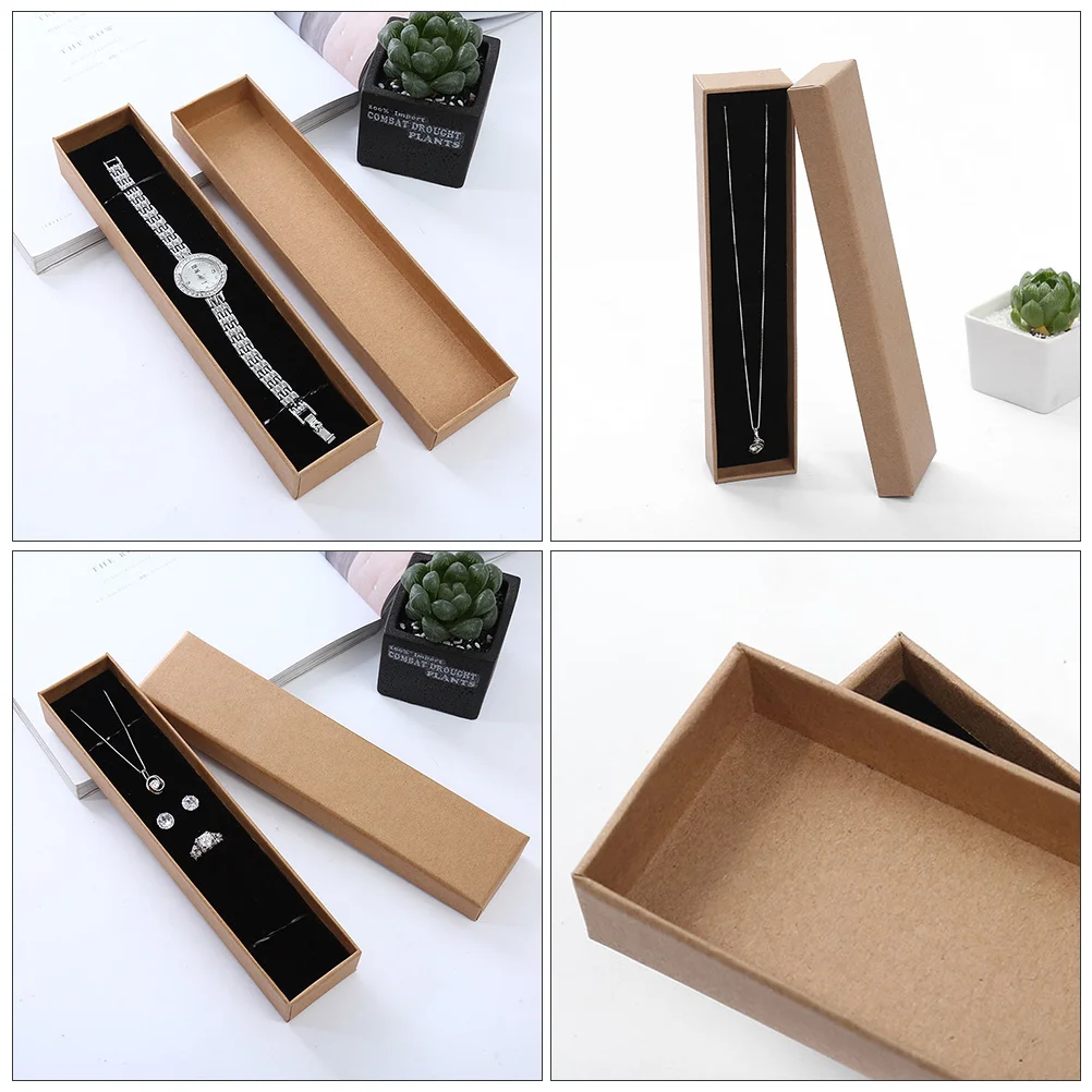 

6Pcs Watch Storage Box Black Cardboard Jewelry Organizer Case Cushion Padding Portable Gift Packaging Display Case