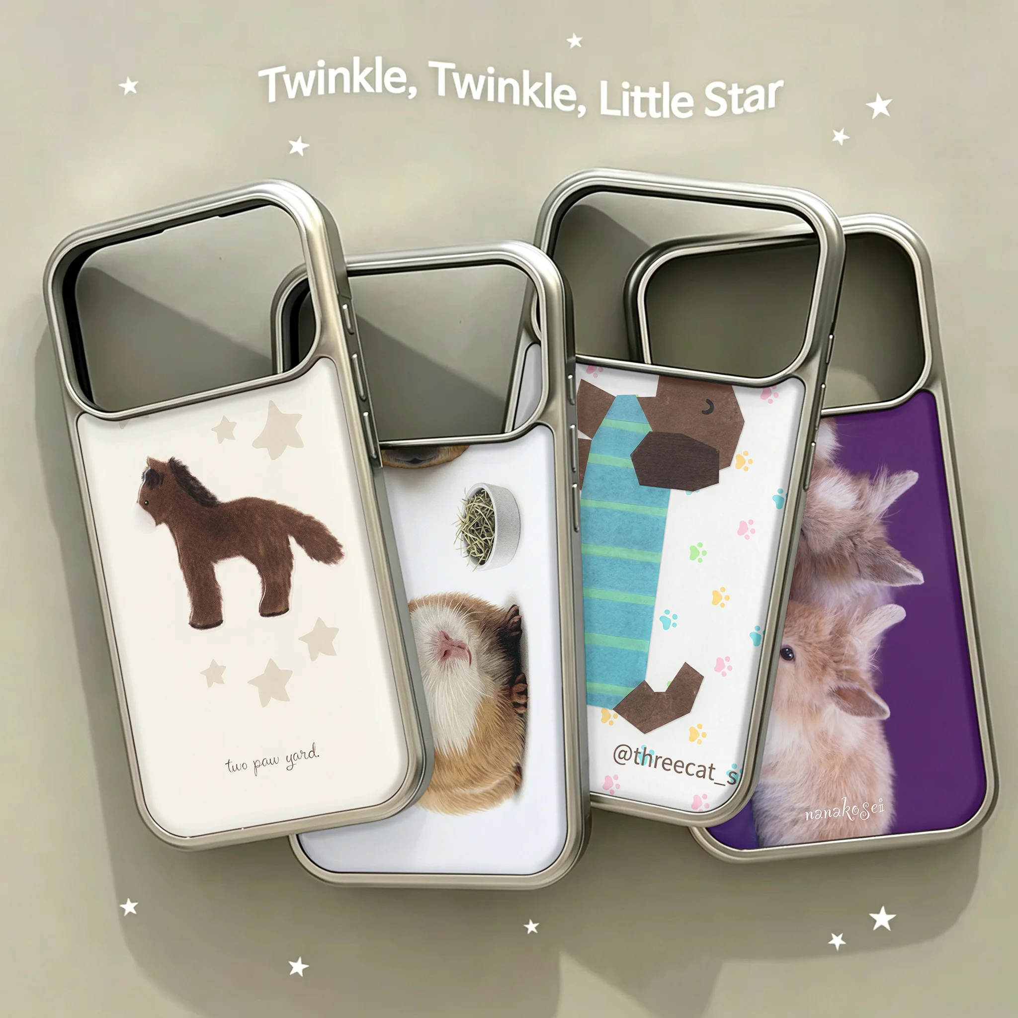 Coque de téléphone Twinkle Friends pour iPhone 17 16 15 14 13 12 11 Air Pro Max Plus, électroplaquée avec colle goutte à goutte
