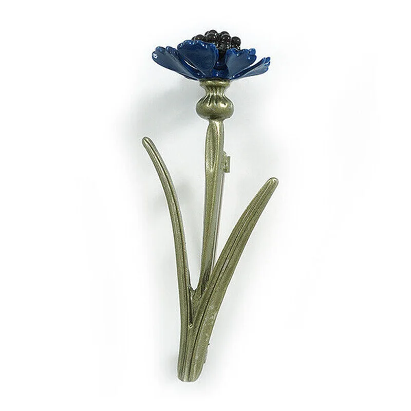 Three-dimensional Blue Cornflower Flower Brooch Literary Simple Flowers Brooches for Women Coat Collar Pins