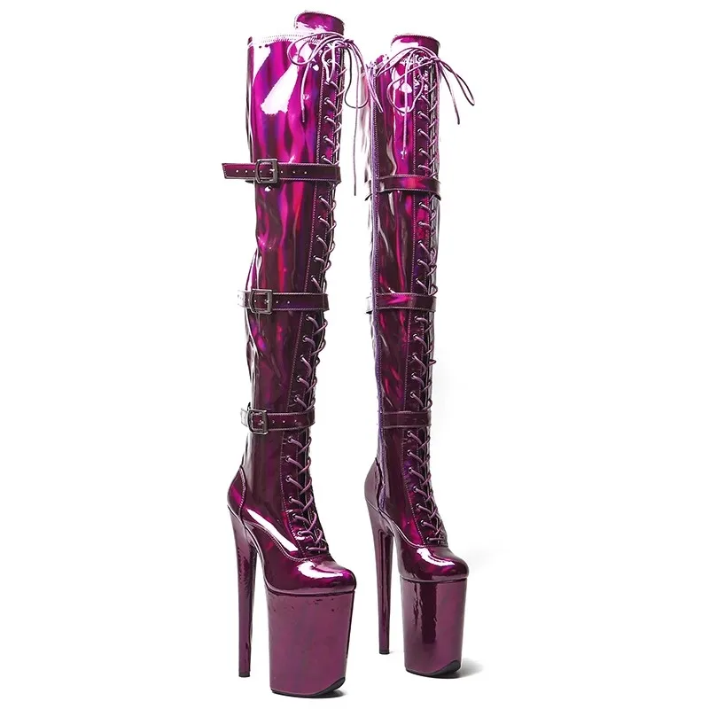 LAIJIANJINXIA New Fashion 23CM/9inches Shiny PU Pole Dancing Shoes High Heel Platform Over-the-Knee Women's Modern Boots 119