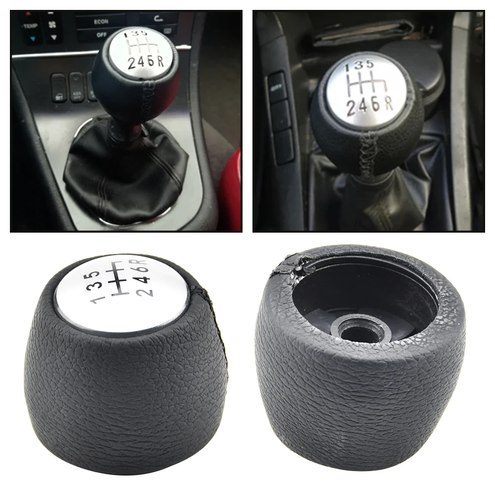 For Alfa Romeo GT 147 166 3.2 V6 PU Leather Car Styling 5/6 Speed Gear Shift Knob Lever Stick Pen Shifter Head