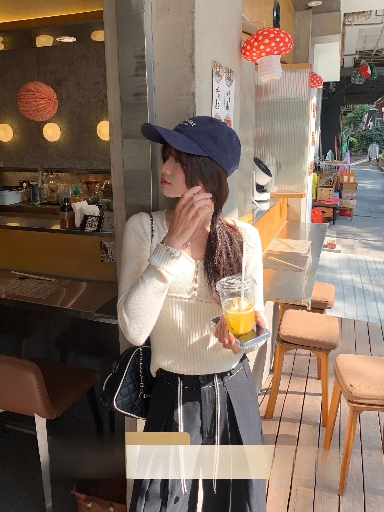 

Slimming Soft Woolen Knitwear V-Ne Vertical Stripes Spring Collection Casual Sle Long Sve Women's Faion Top