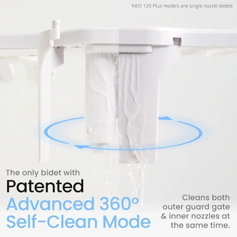 LUXE Bidet NEO 185 tambahan Bidet untuk dudukan Toilet, engsel inovatif untuk membersihkan, geser, canggih 360 ° bersih sendiri, putih