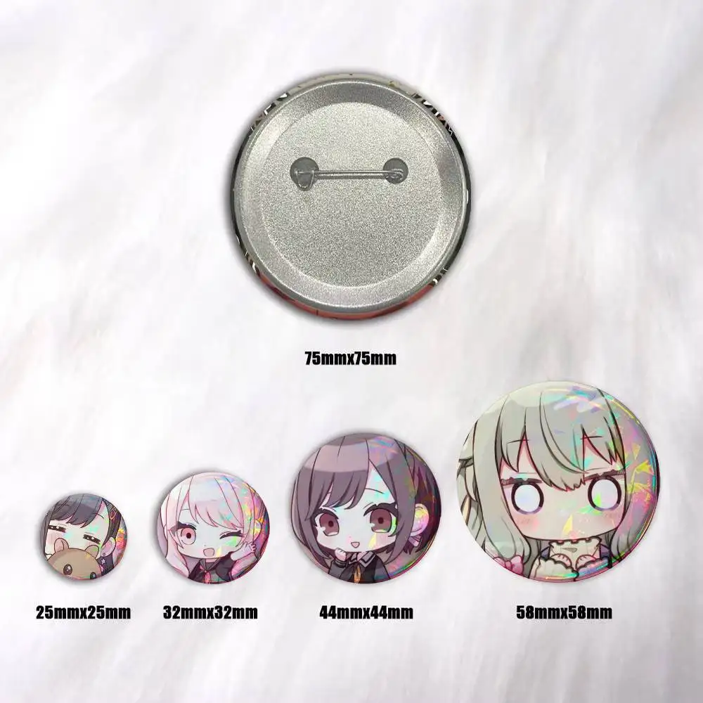 P-Project SEKAI Chibi Badge Tinplate Meme Round Brooch For Hat Bag Creative Lapel Jewelry Accessories Gifts