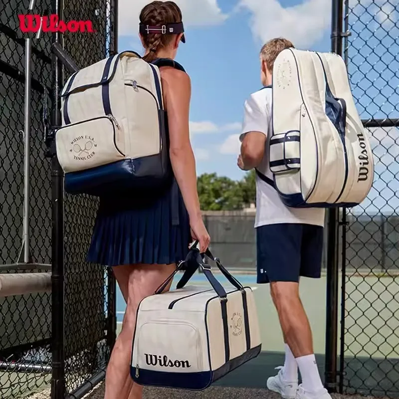 Wilson Tennis Bag Mens Tennis Racket Sport Bag Outdoor Gym Badminton Backpack 2-12 Racquet Sports Bag With Handle Waterproof