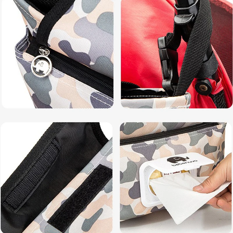 Large Capacity Baby Stroller Hanging Bag Flip Wipes Storage Box Baby Diaper Bags Organizer Crossbody Shoulder Bag Mummy Bag Tote