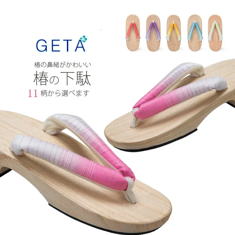 Meetlife Women Japanese Geta Clogs Traditional Samurai Candy Yukata Crude Wooden Flip Flops Toe Shoes Oriental Sandals Slipp MN1