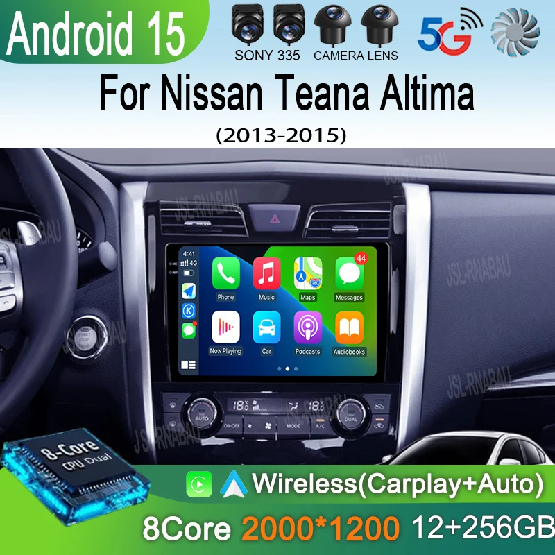 Автомобильное радио Carplay Android 15 для Nissan Teana Altima 2013 2014 2015, GPS, мультимедийный видеоплеер, DSP, стерео 360, камера, головное устройство