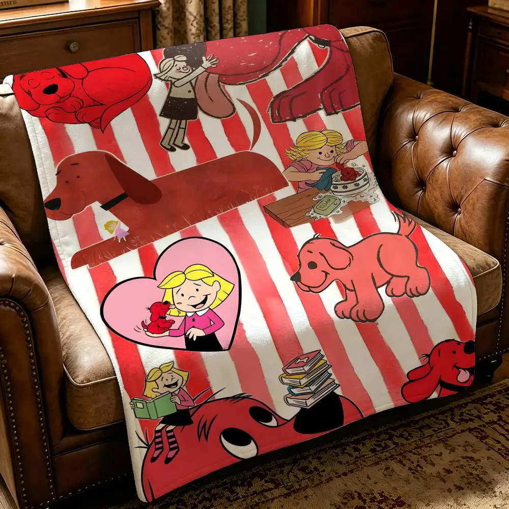 cartoon C-Clifford the Big Red Dog-g Throw Thick Comfort Flannel Quilt, Multi-scene Use Indoor Outdoor Daily Nap view 5