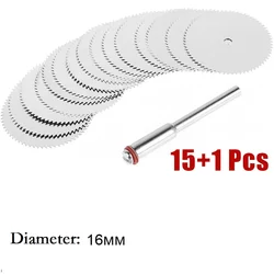 Disco da taglio per metallo a fetta in acciaio inossidabile da 15 pezzi con mandrino da 2,35 mm per utensili rotanti Dremel Disco da taglio da 16/18/22/25/32 mm