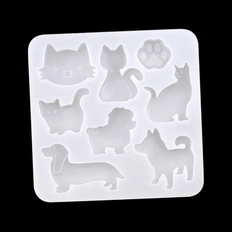 Pet Cat and Dog DIY Silicone Mold Handmade Earrings Keychain Gypsum Crystal Dropper Mould XG735