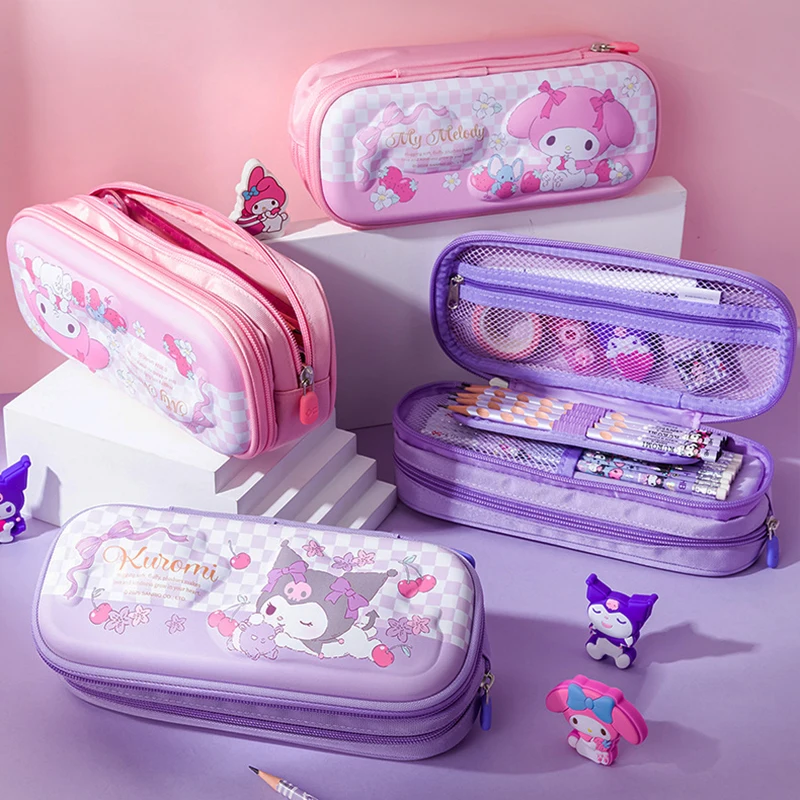 

Sanrio Kuromi double-layer Pencil Case My melody Large Capacity Pen Bag Pen Case Student Stationery storage bag School Supplies