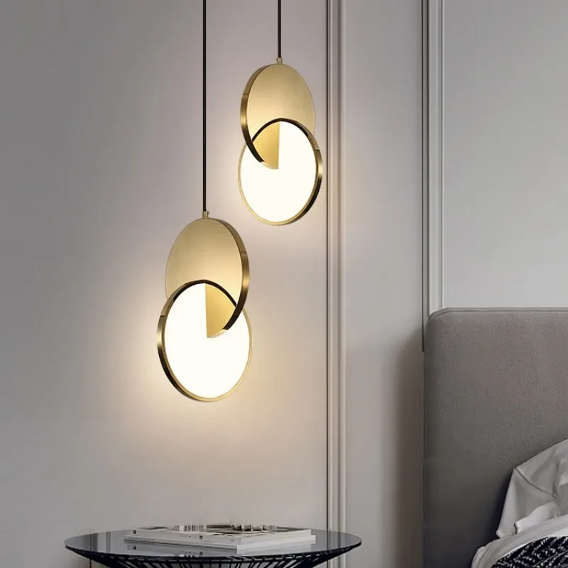 Modern and Minimalist Bedside Chandelier with Adjustable Ceiling Lights Bedroom Lighting Decoration Lights Circular Cake Lights