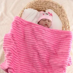 68*99cm Baby Blanket Thickened Solid Color Flannel Striped Baby Swaddle Blanket CHILDREN'S Sofa Blanket Cover Blanket