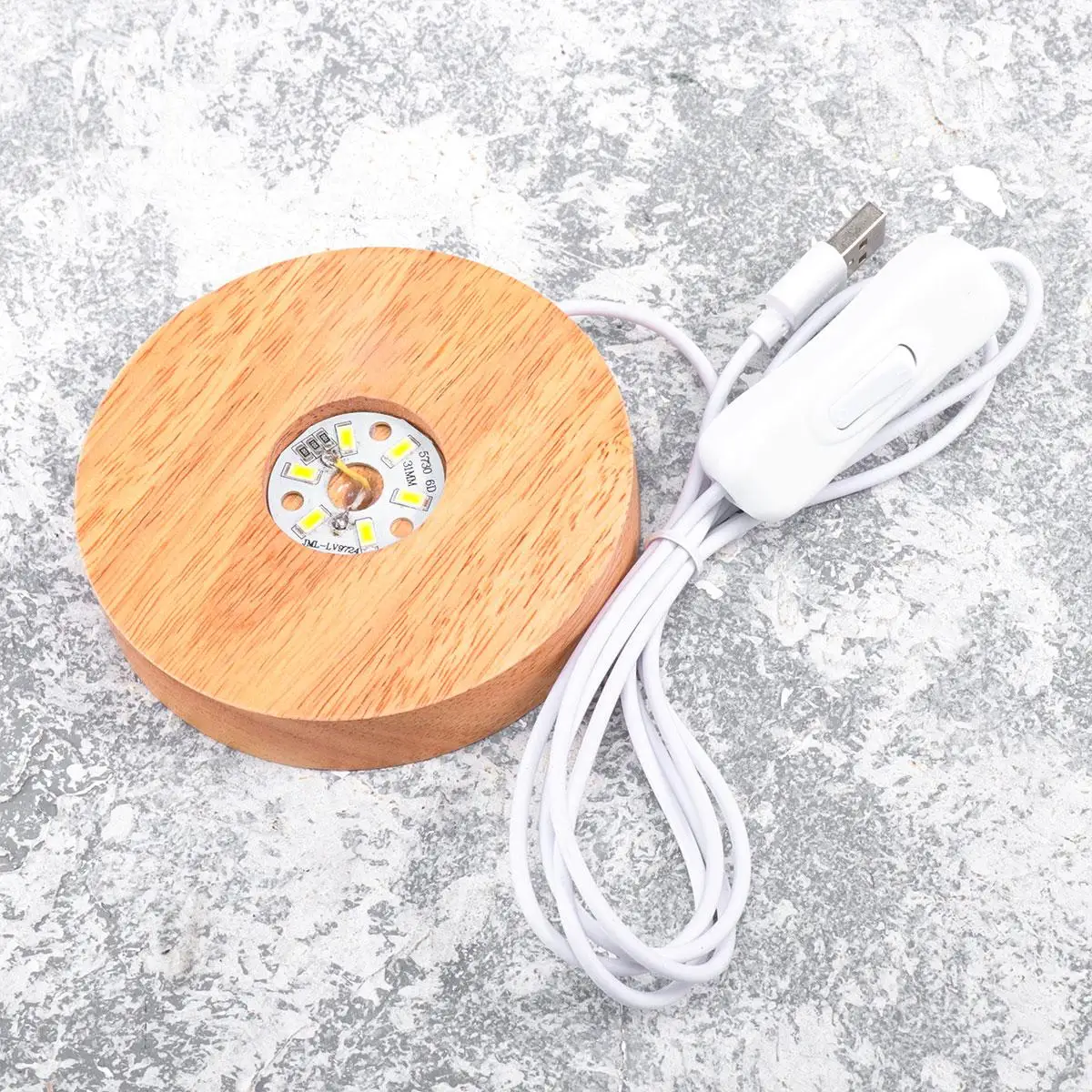 LED Display Base Round Lighted St for Crystals Glass Vase Crafts Retro Home Decor Warm Light Effects LED Base